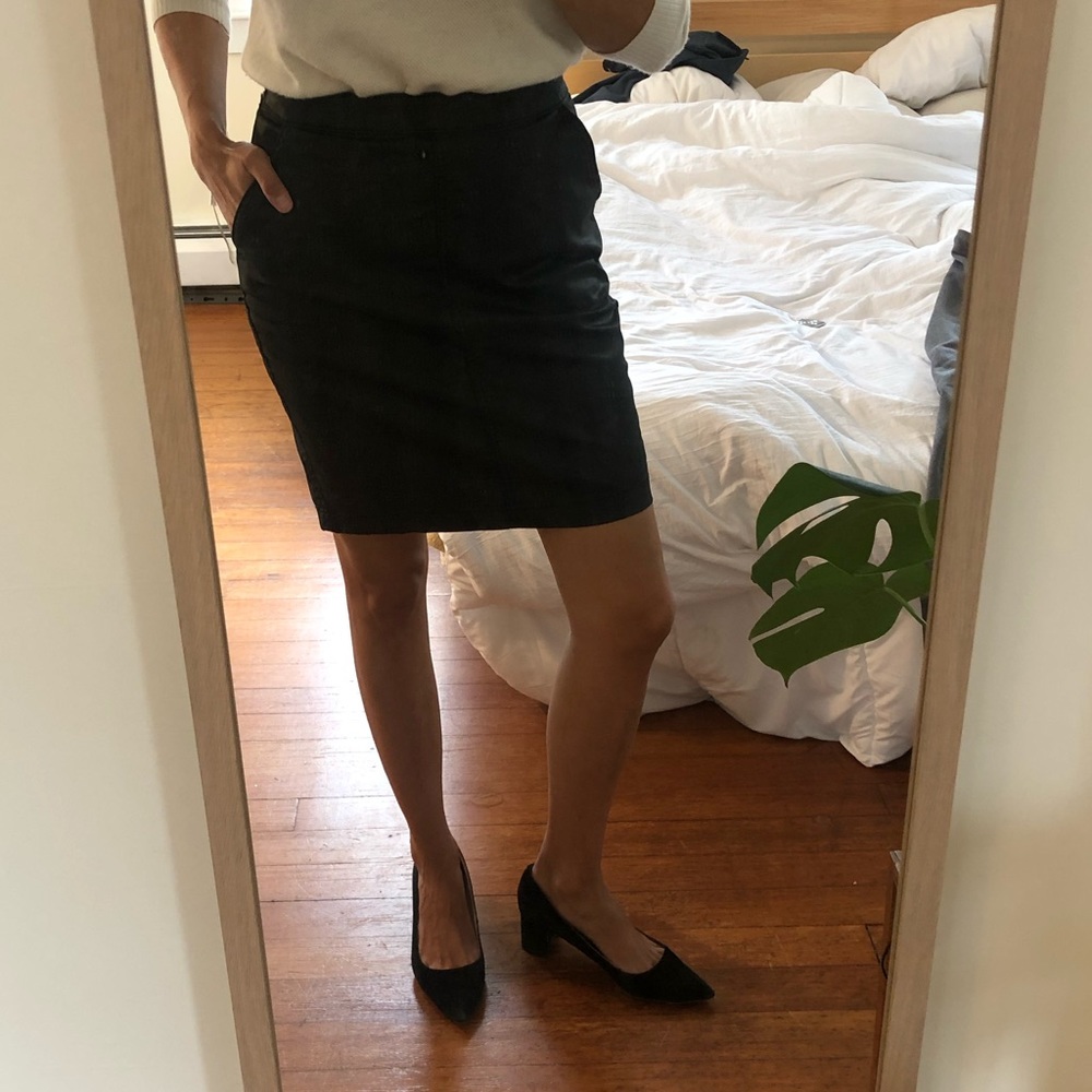 Banana Republic Factory Coated Denim Pencil Skirt